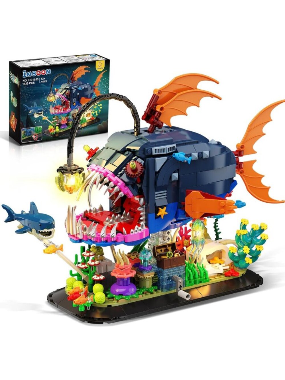 STEM Mechanical Angler Fish Building Set with Lights - Fun Educational Toy for